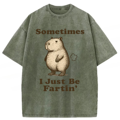 Tokyoviva Sometimes I Just Be Fartin' Capibara Washed T-shirt