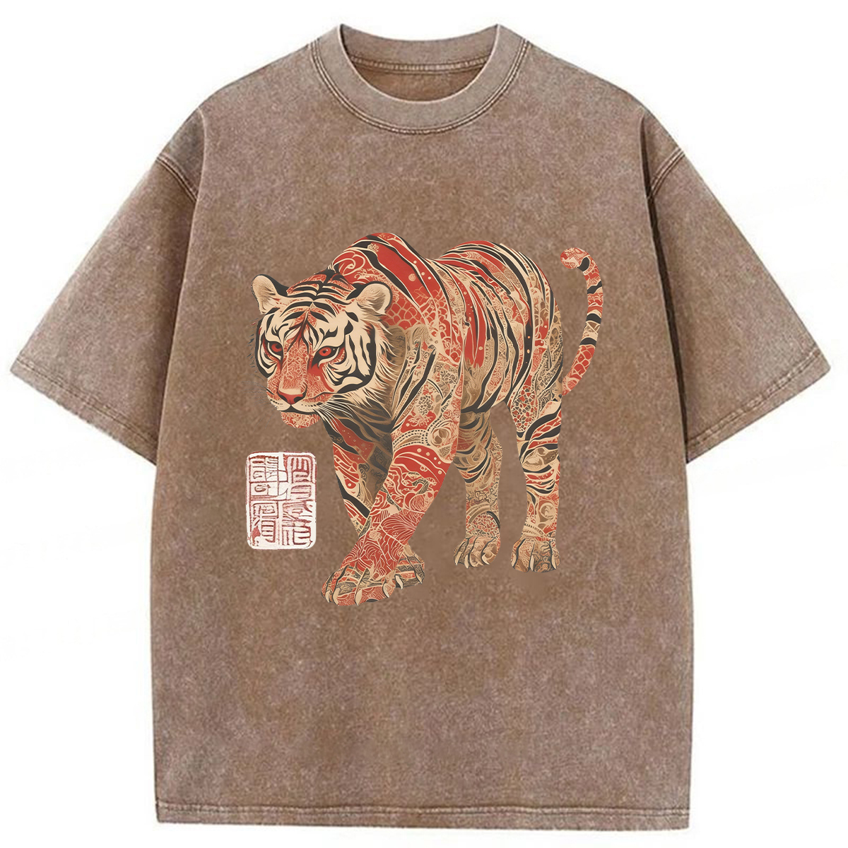 Tokyoviva Tiger Illustration Washed T-shirt