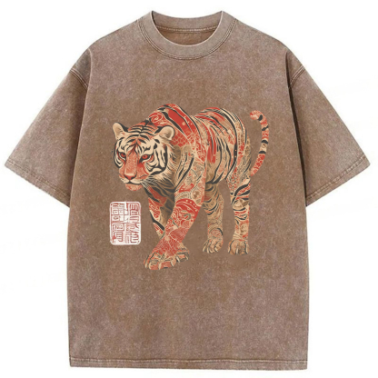 Tokyoviva Tiger Illustration Washed T-shirt