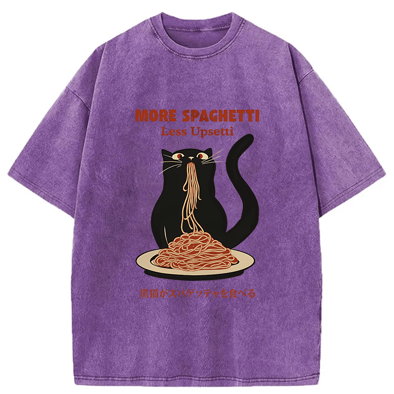 Tokyoviva Black Cat Digital More Spaghetti Less Upsetti Washed T-shirt