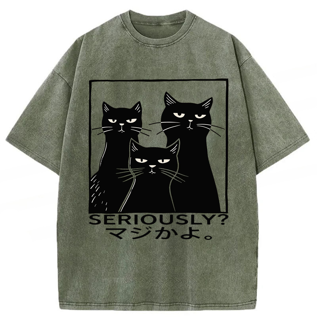 Tokyoviva Seriously Black Cats Washed T-shirt