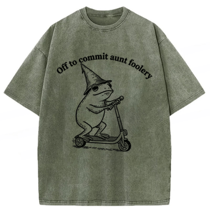 Tokyoviva Funny Frog Scooter Washed T-shirt