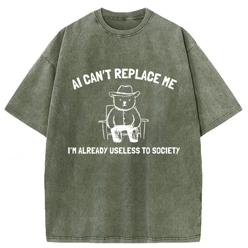Tokyoviva AI Can't Replace Me Washed T-shirt