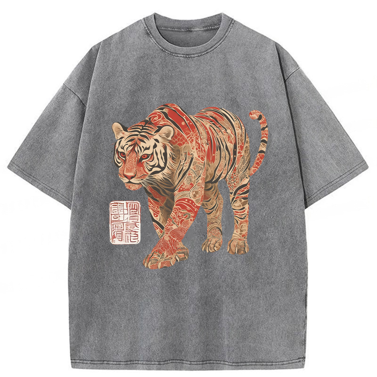 Tokyoviva Tiger Illustration Washed T-shirt