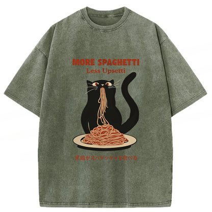 Tokyoviva Black Cat Digital More Spaghetti Less Upsetti Washed T-shirt
