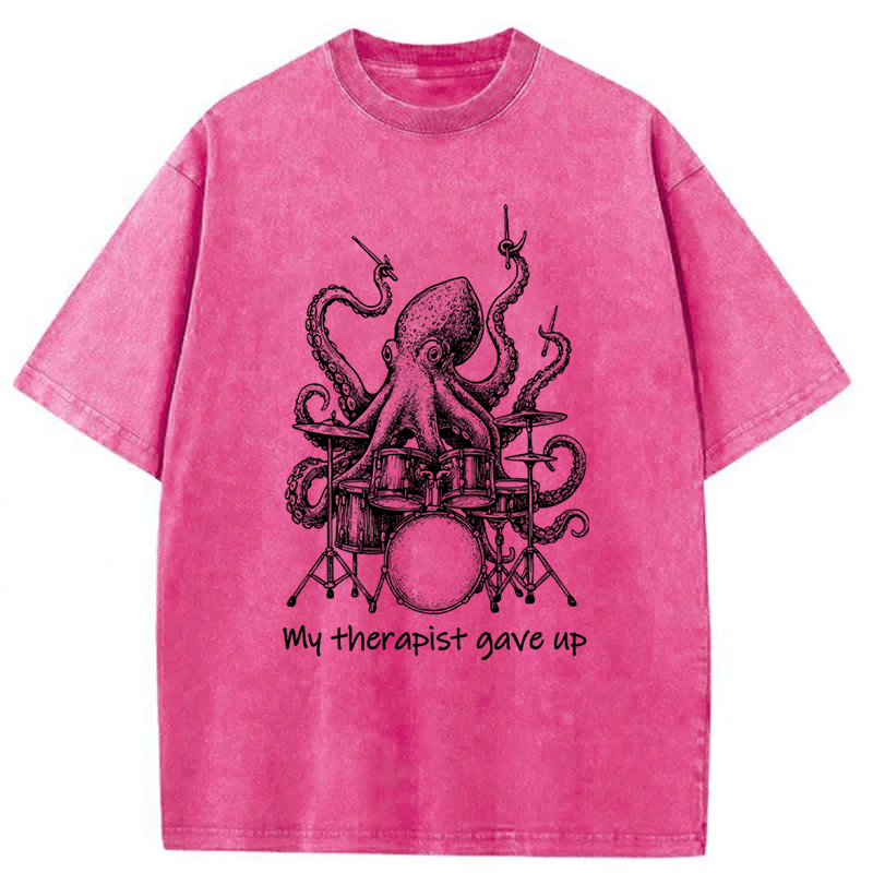 Tokyoviva Octopus Playing Drums Washed T-shirt