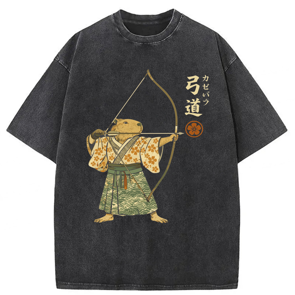 Tokyoviva Capybara Kyudo Archer Washed T-shirt