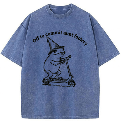 Tokyoviva Funny Frog Scooter Washed T-shirt