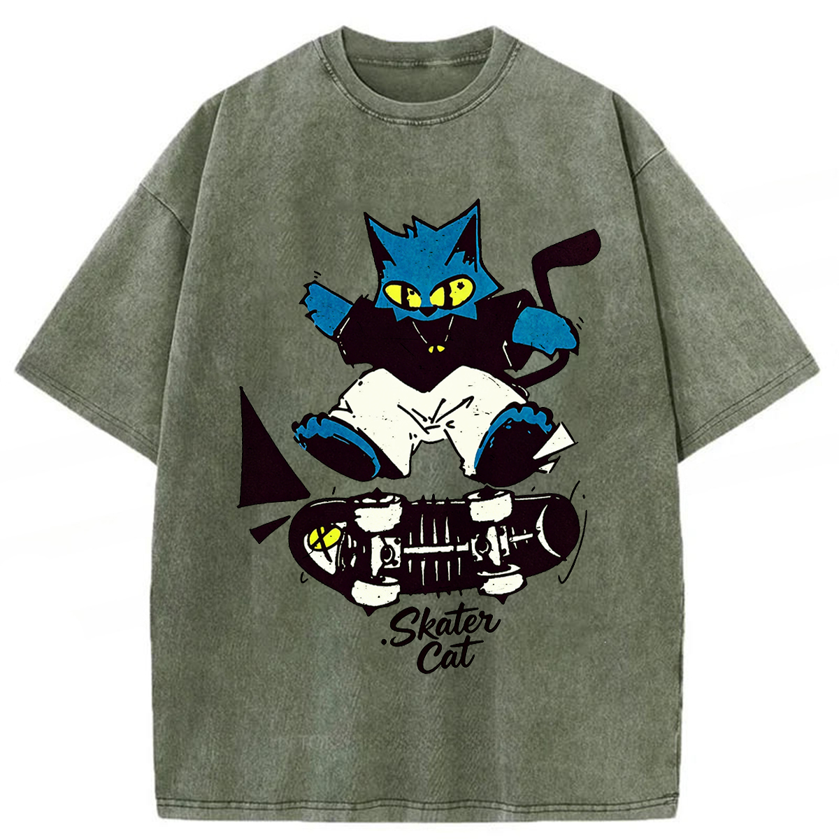 Tokyoviva Skater Cat Washed T-shirt