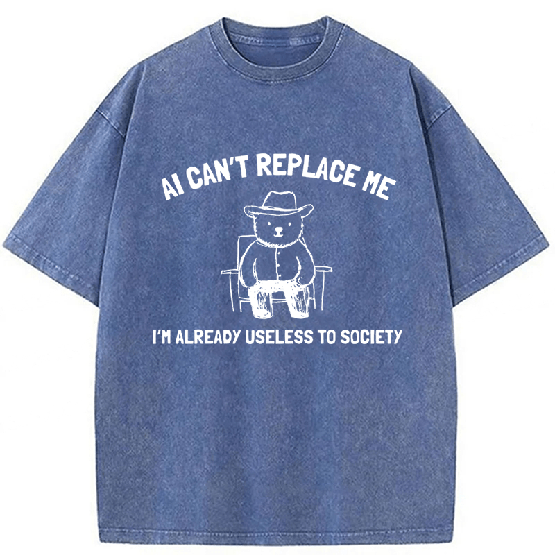 Tokyoviva AI Can't Replace Me Washed T-shirt