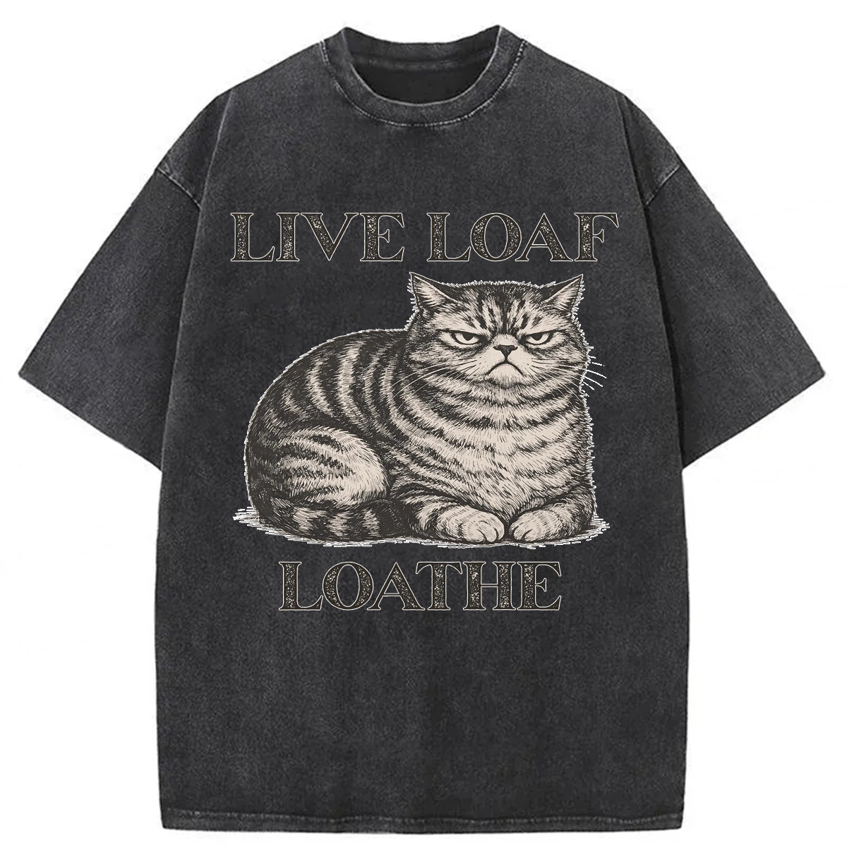 Tokyoviva  Live Loaf Loathe Cat Washed T-shirt
