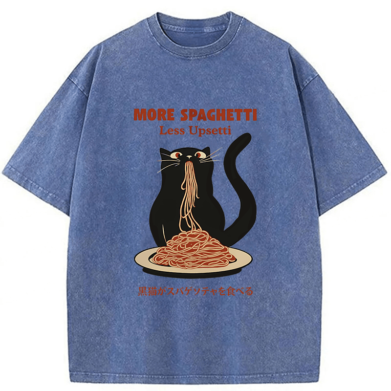 Tokyoviva Black Cat Digital More Spaghetti Less Upsetti Washed T-shirt