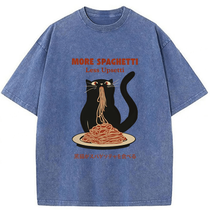 Tokyoviva Black Cat Digital More Spaghetti Less Upsetti Washed T-shirt