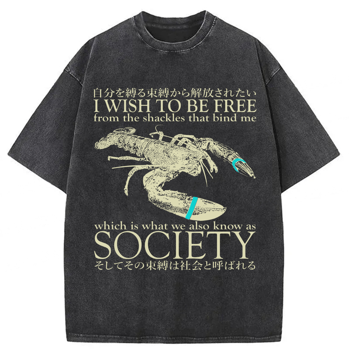 Tokyoviva I Wish To Be Free Lobster Washed T-shirt