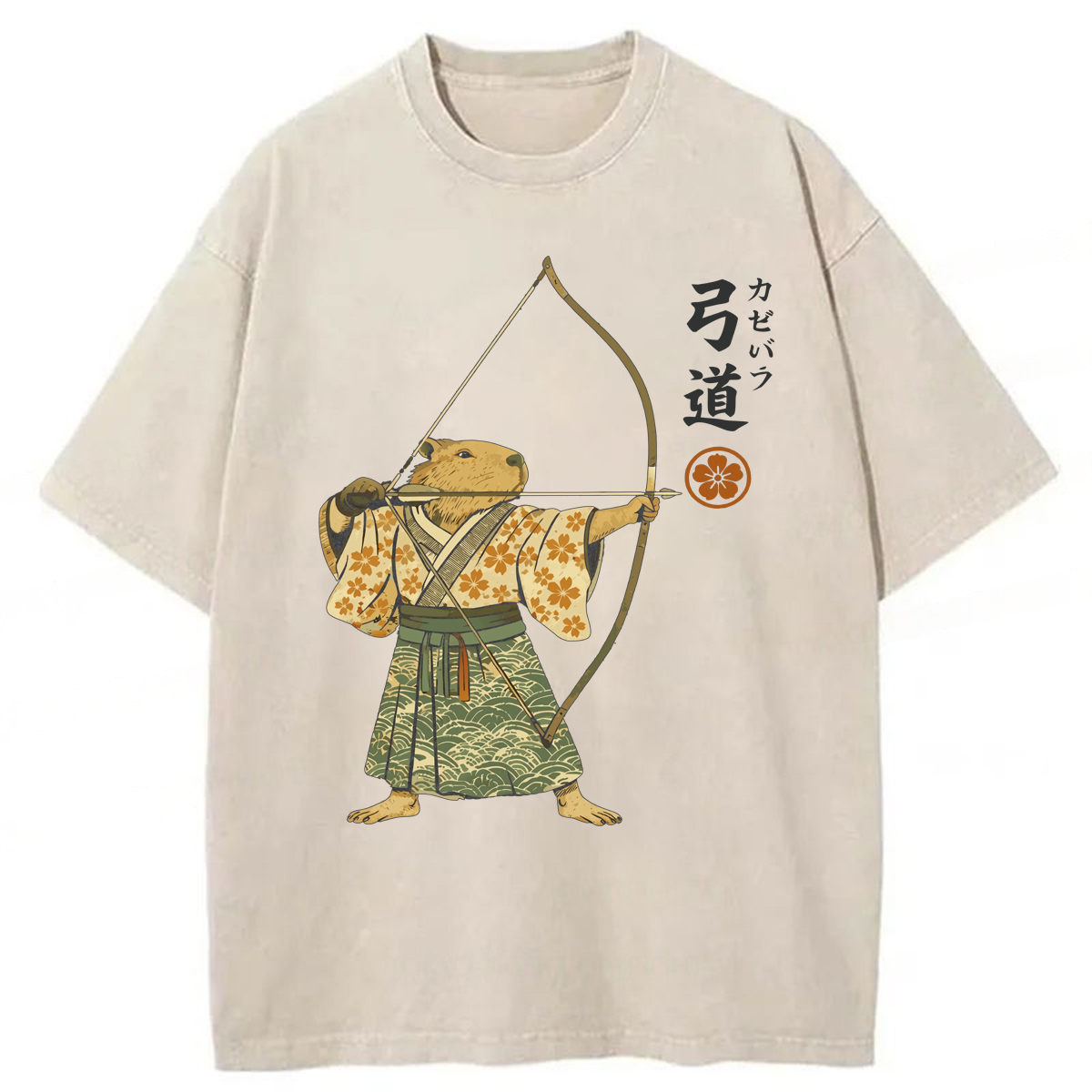 Tokyoviva Capybara Kyudo Archer Washed T-shirt