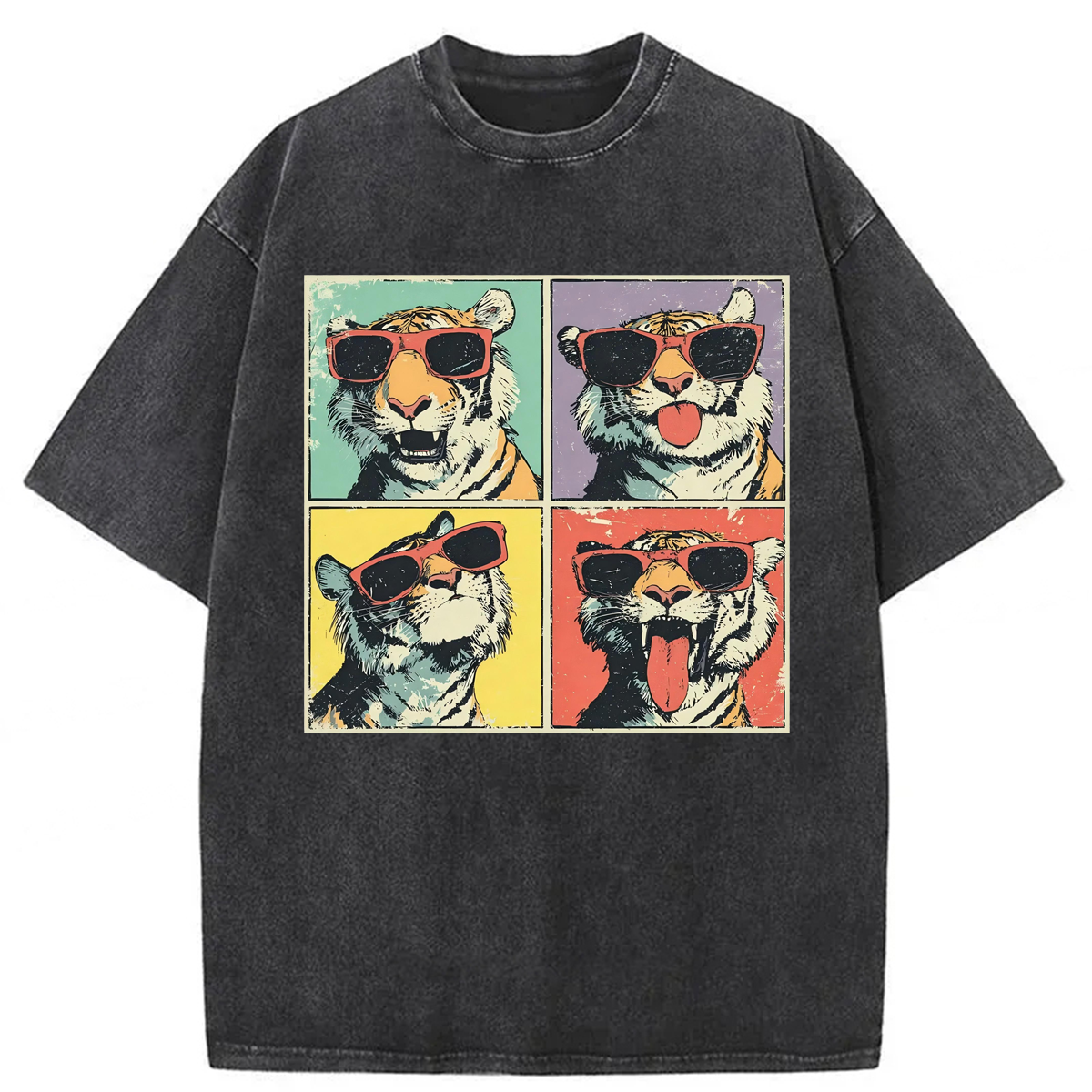 Tokyoviva Funny Sunglasses Tiger Washed T-shirt