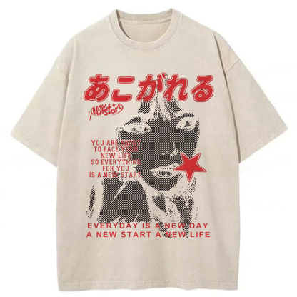Tokyoviva A New Start To Life Washed T-shirt
