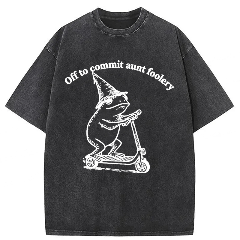Tokyoviva Funny Frog Scooter Washed T-shirt