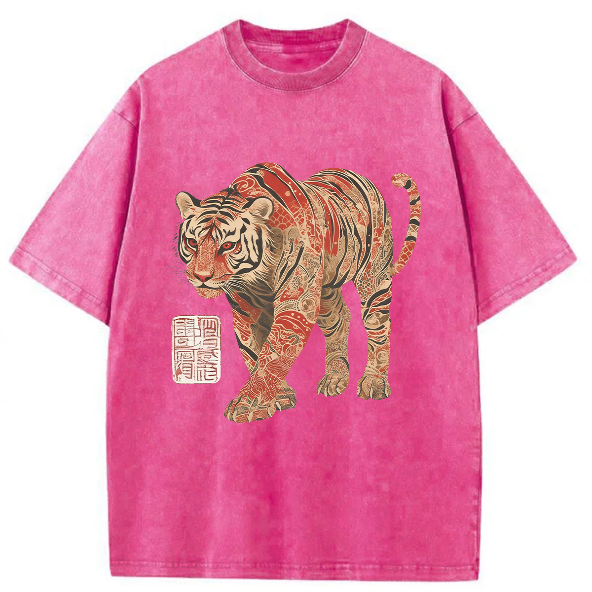 Tokyoviva Tiger Illustration Washed T-shirt
