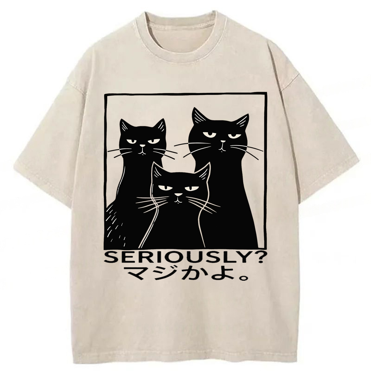 Tokyoviva Seriously Black Cats Washed T-shirt