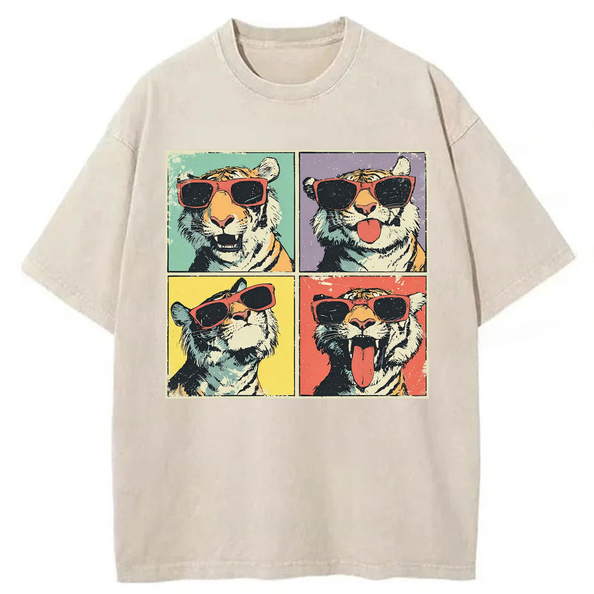 Tokyoviva Funny Sunglasses Tiger Washed T-shirt