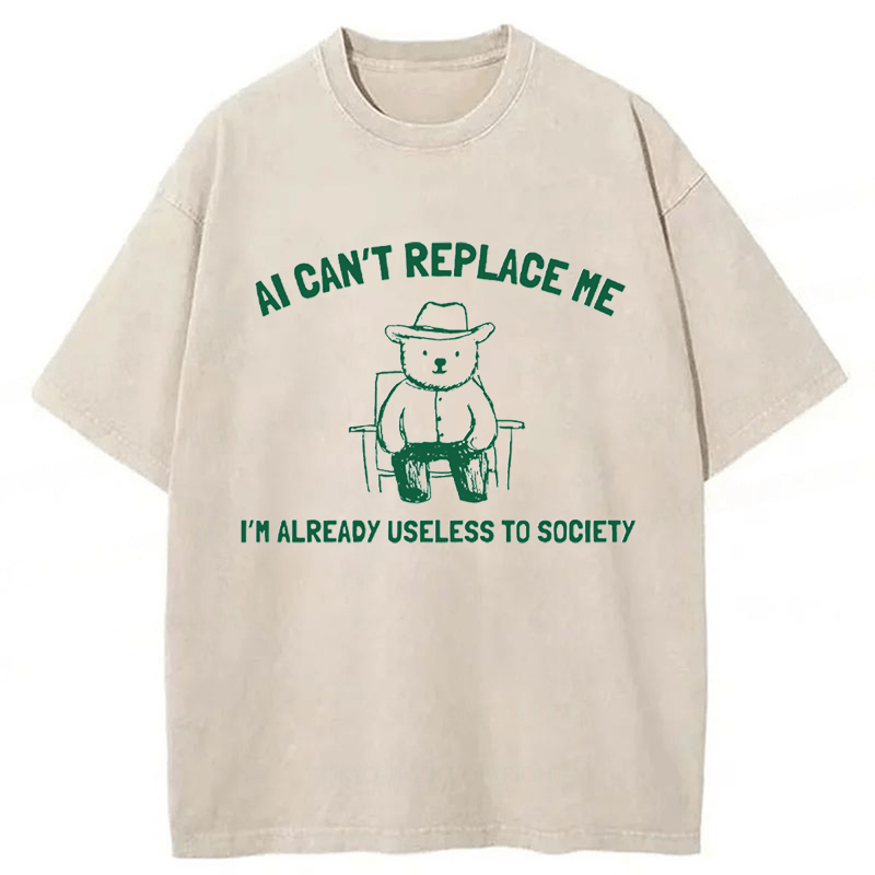 Tokyoviva AI Can't Replace Me Washed T-shirt