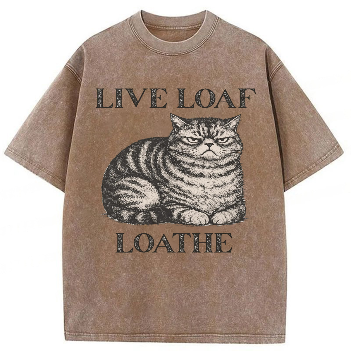 Tokyoviva  Live Loaf Loathe Cat Washed T-shirt