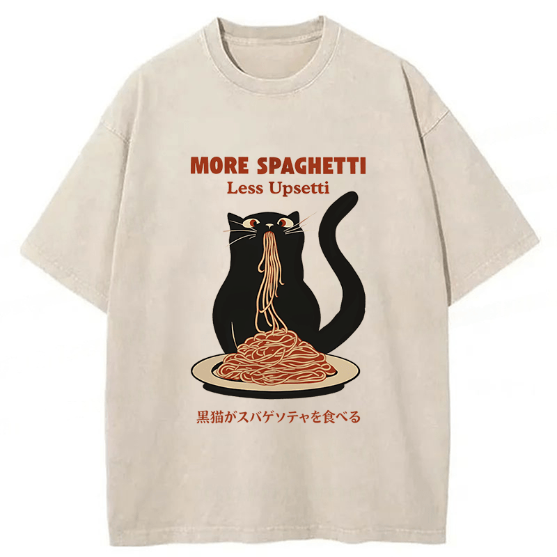 Tokyoviva Black Cat Digital More Spaghetti Less Upsetti Washed T-shirt