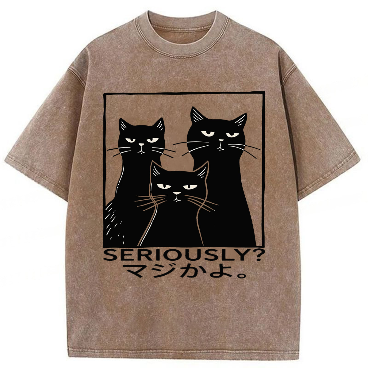 Tokyoviva Seriously Black Cats Washed T-shirt