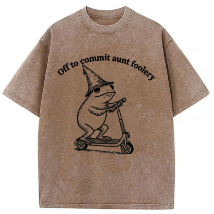 Tokyoviva Funny Frog Scooter Washed T-shirt