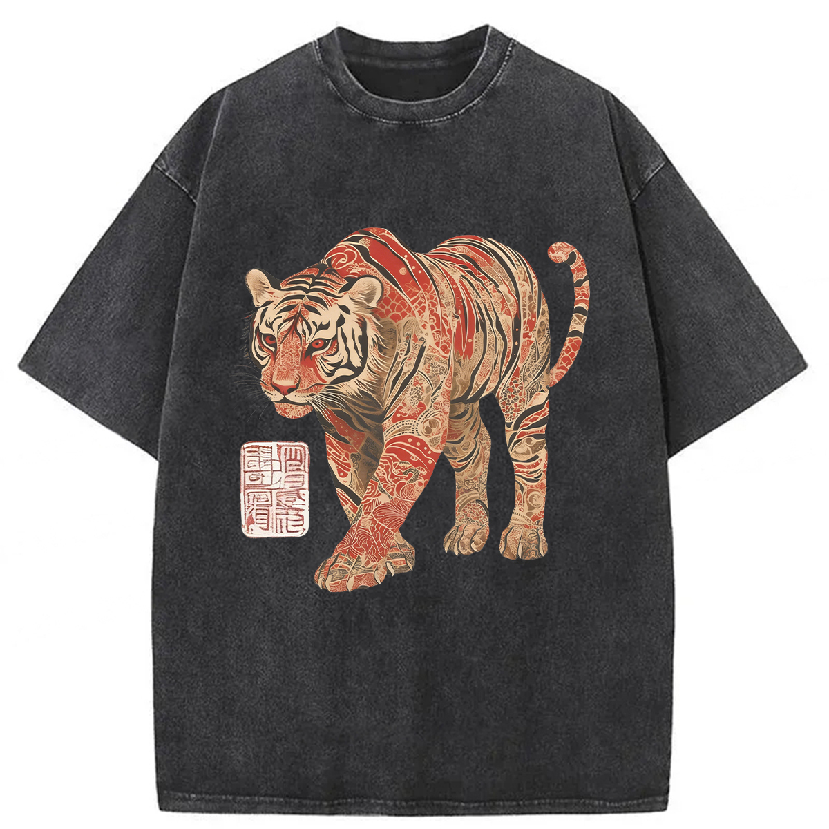 Tokyoviva Tiger Illustration Washed T-shirt