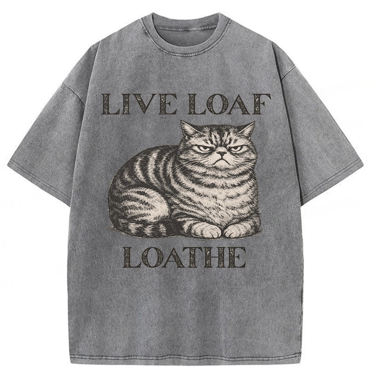 Tokyoviva  Live Loaf Loathe Cat Washed T-shirt