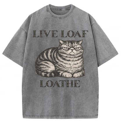 Tokyoviva  Live Loaf Loathe Cat Washed T-shirt