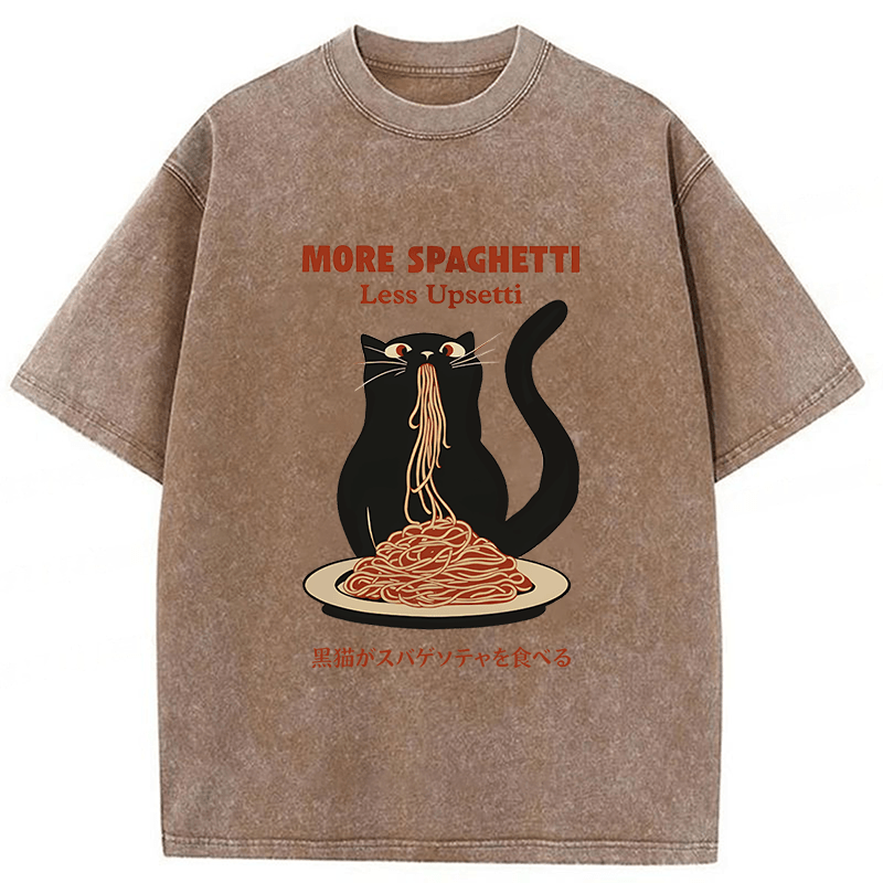Tokyoviva Black Cat Digital More Spaghetti Less Upsetti Washed T-shirt