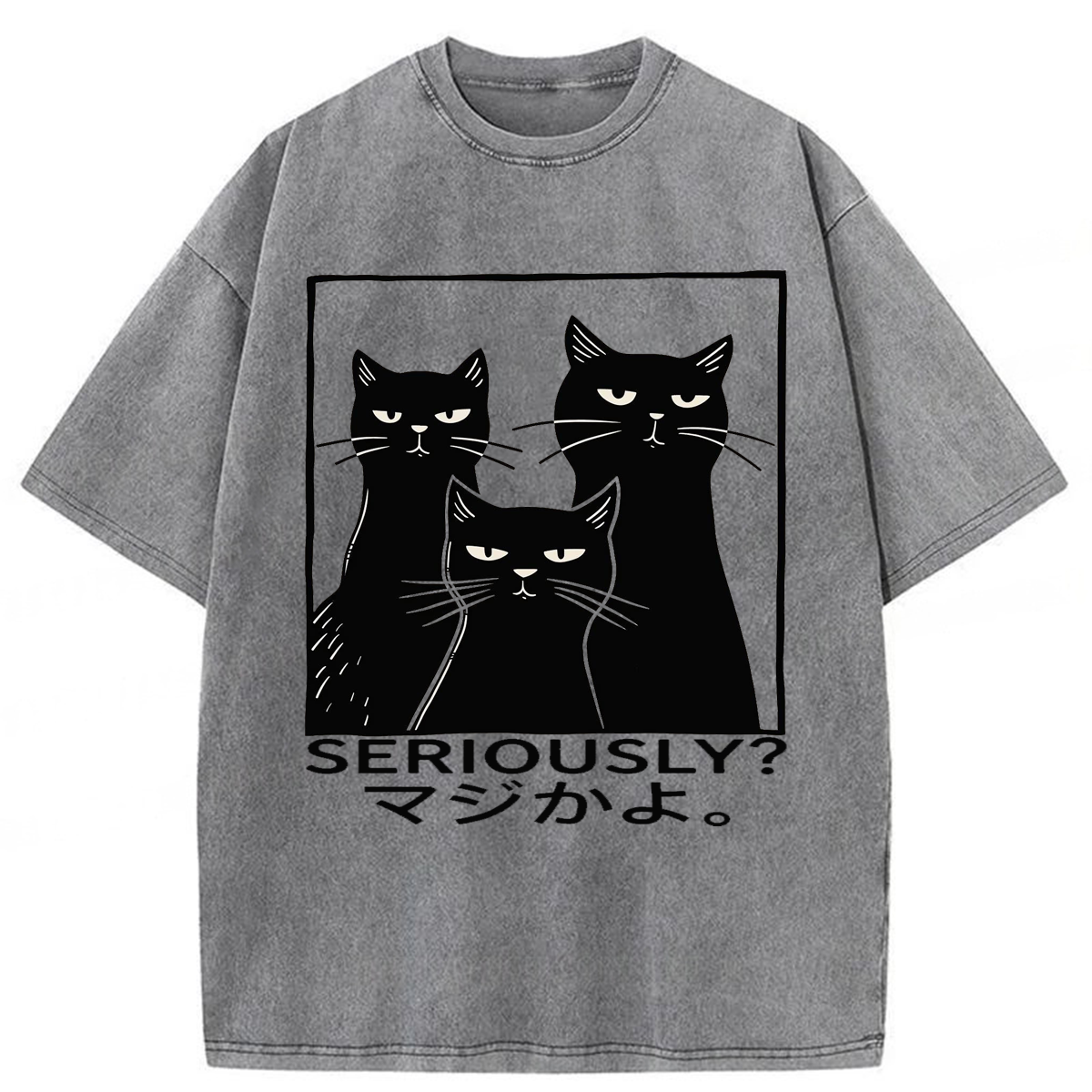 Tokyoviva Seriously Black Cats Washed T-shirt