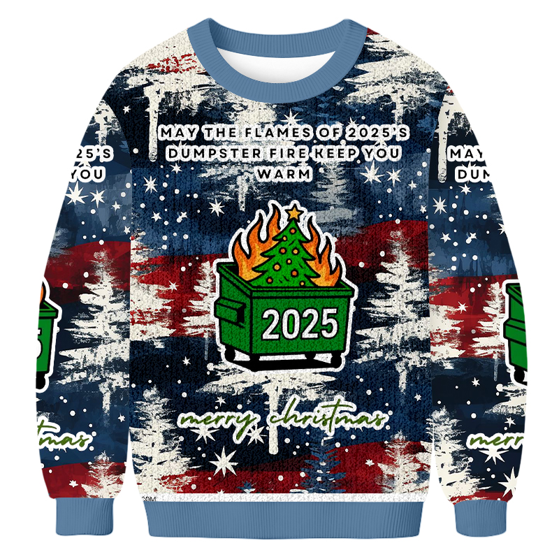 Baddieca Dumpster Fire Christmas Ugly Sweatshirt