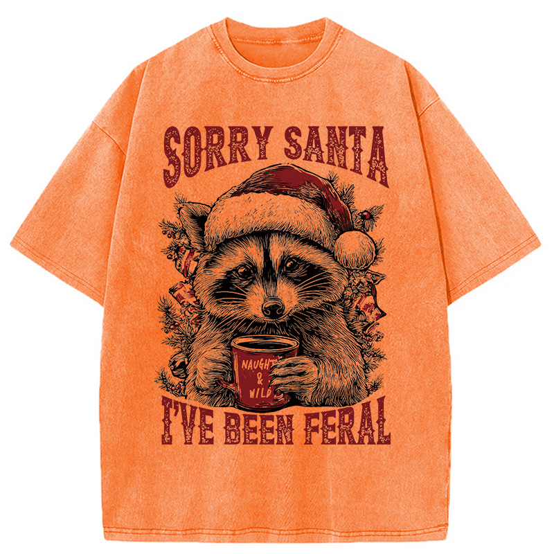 Sorry Santa I've Been Feral Washed T-Shirt