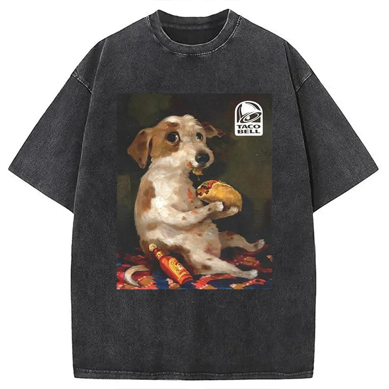 Dog Chill With Taco Bell Vintage Washed T-Shirt