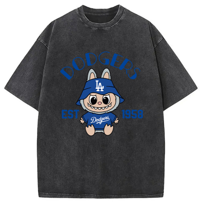 Labubu Dodgers Dream Baseball Vintage Japanese Washed T-Shirt