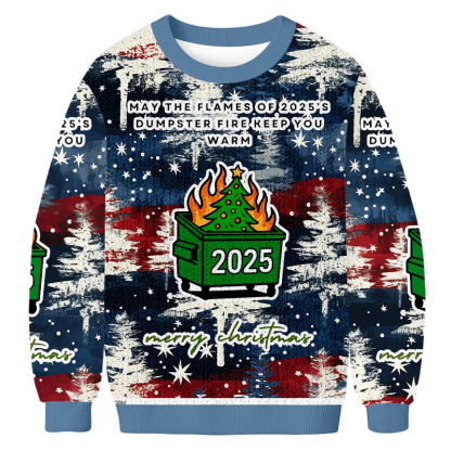 Baddieca Dumpster Fire Christmas Ugly Sweatshirt