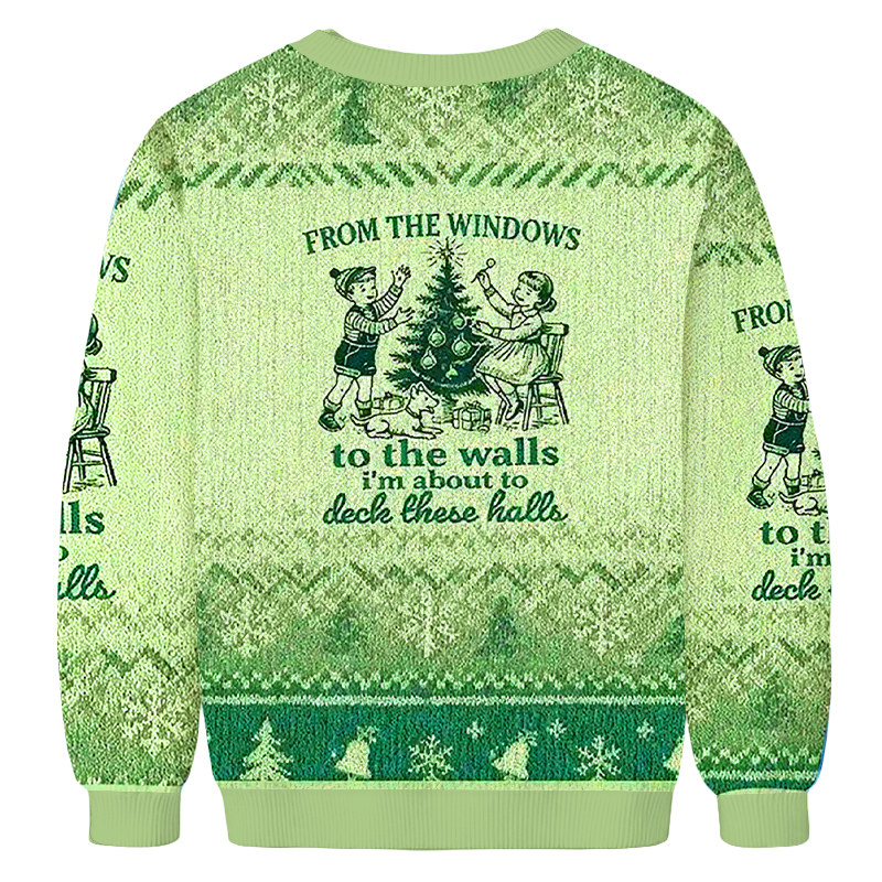 Baddiecat From Windows To Walls Deck These Halls Christmas Ugly Sweatshirt