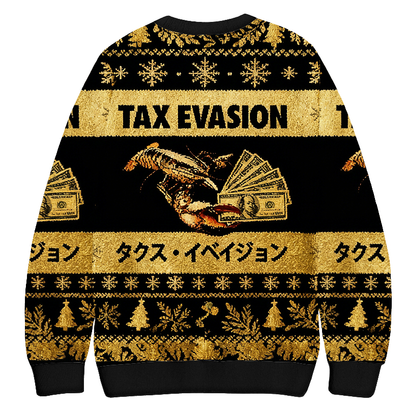 Baddiecat Tax Evasion Lobster & Cash Christmas Ugly Sweatshirt