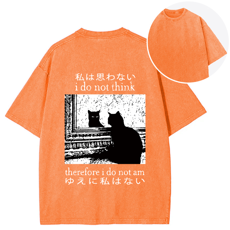 Thinking Cat Back Washed T-Shirt