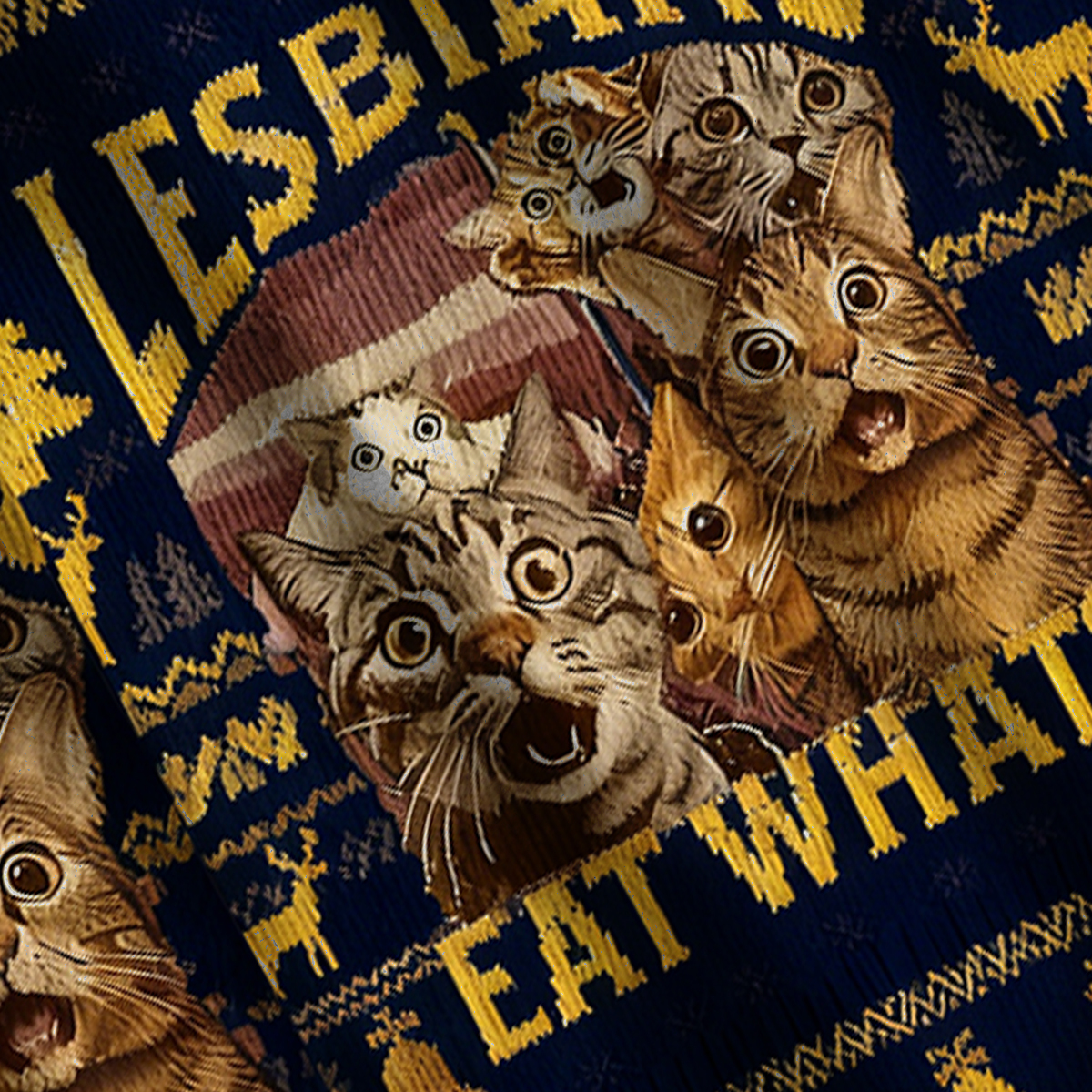 Baddiecat Lesbians Eat What Funny Cat Meme Christmas Ugly Sweatshirt