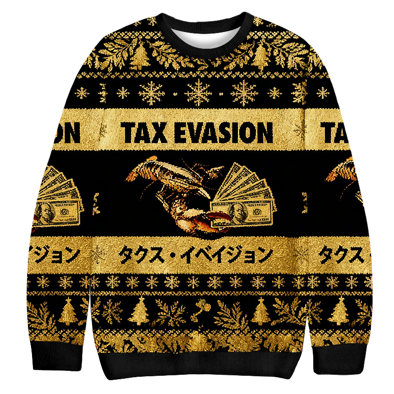 Tokyoviva Tax Evasion Lobster & Cash Christmas Ugly Sweatshirt