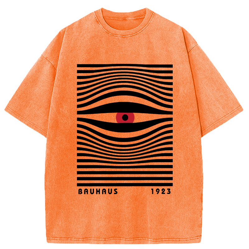 Geometric Eyes Printed Washed T-Shirt