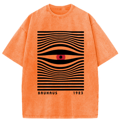 Geometric Eyes Printed Washed T-Shirt