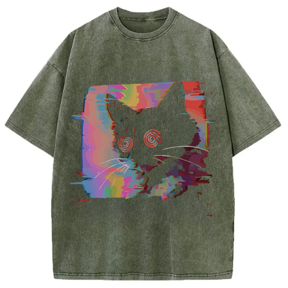 Glitch Cat Washed T-Shirt