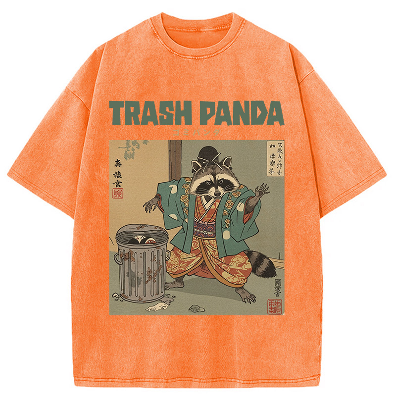 Trash Panda Traditional Japanese Meme Washed T-Shirt