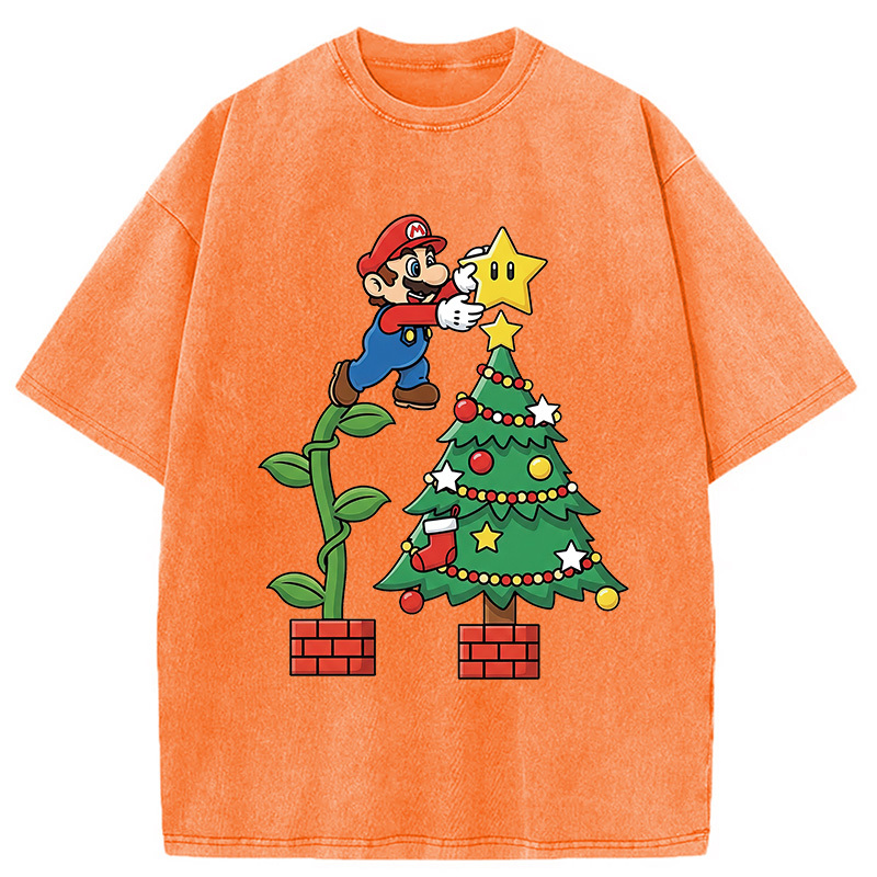 Super Mario Christmas Washed T-Shirt